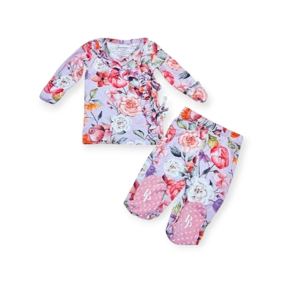 Posh Peanut 2-PC Bamboo Ruffle Pajamas, 0-3M - Picture 1 of 3